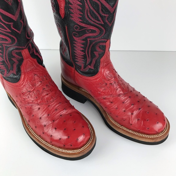 red ostrich boots